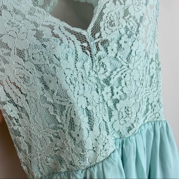Tevolio Mint Green Lace Chiffon Dress 6 - Picture 7 of 9